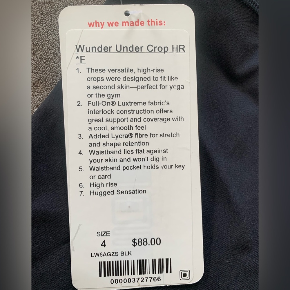 Wunder Under crop sz 4 black